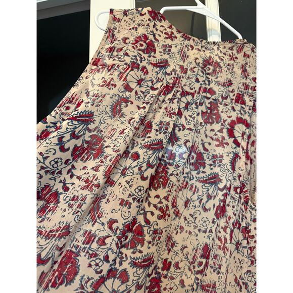 Boho long duster vest beige/red/blue floral L/XL Mossimo - Picture 6 of 7
